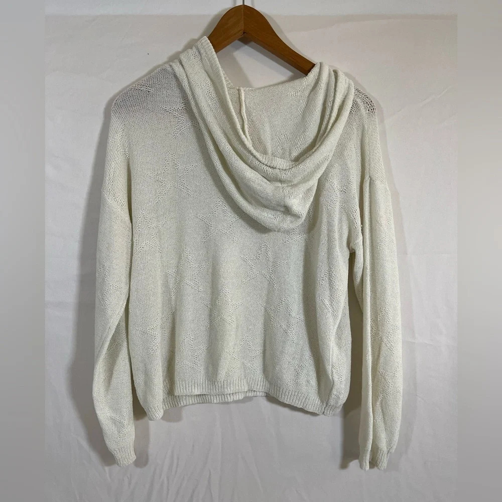 Women’s Honey Punch white sheer star print hooded sweater S - Picture 3 of 7